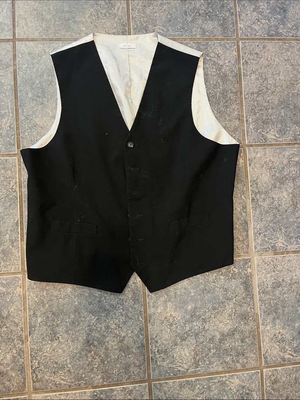 jf j.ferrar Black Dress Vest with Cream Lining